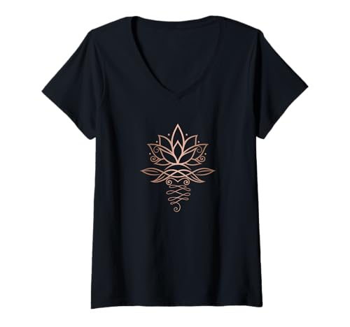 Femme T-Shirt Lotus Méditation T-Shirt avec Col en V