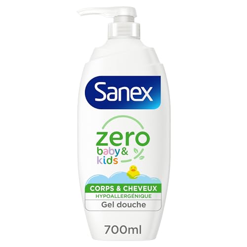 SANEX- Pompe Gel douche Zéro Baby Kids - Sans savon - Pour les peaux délicates - Bébé et Enfant - 700ml