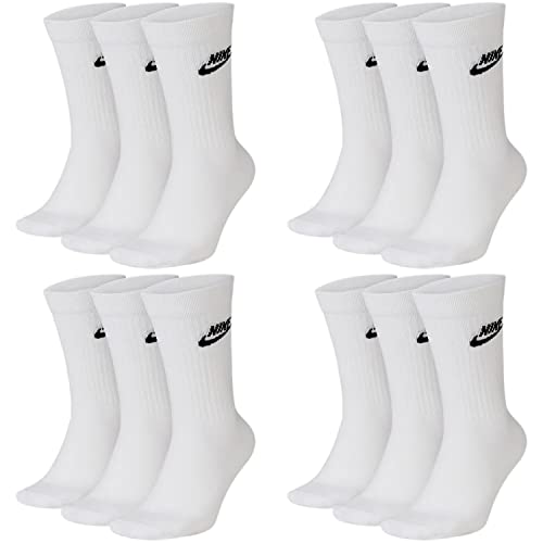 Nike DX5025-6 Paar Sportsocken - weiss/schwarz/Multicolor - Sportswear Everyday Essential CREW Socken 34/38/42/46/50 - Damen, Herren, Unisex, Farbe:weiß, Größe:38-42