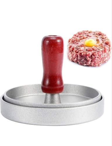 Image of Round Shape Meat Burger Patties Maker Machine | Non-Stick Surface Vegetable and Aloo Tikki Press Mold with Wooden Handle | Burger Press Patty Maker | Kitchen Mold Hamburger Press