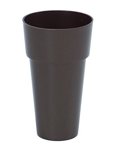 Maceta Redonda Plastiken Limited - Diámetro 26 Cm, Color Bronce Brillante, Material De Polipropileno