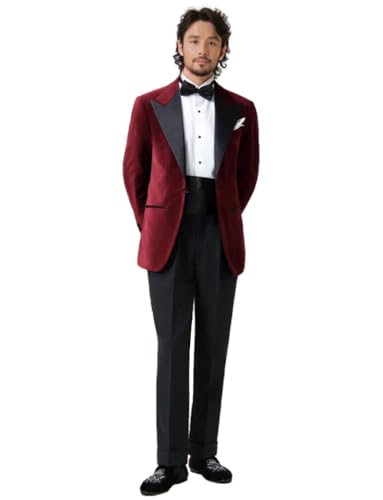Veste en velours homme veste à revers ajustée smoking un bouton pour être impeccable à Noël
