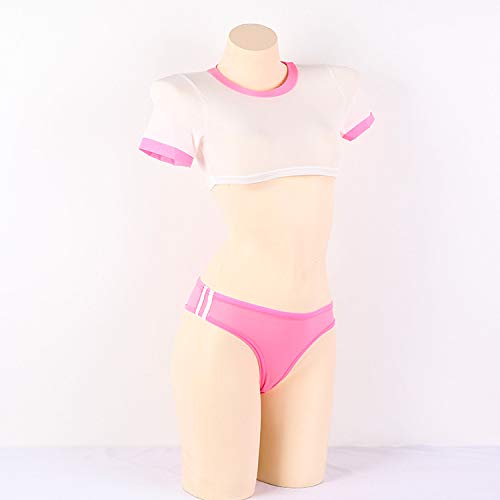 体操服 コスプレ セクシー ピンク【NaughtyAngel】 ブルマ へそ出し レディース コスチューム 穴あき 過激 体操着 - 画像2