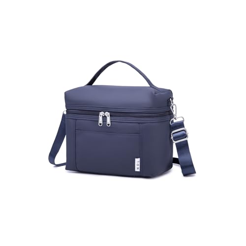 Image of NOL Natural Organic Lifestyle Insulated Lunch Bags for Women Cooler Bag Lightweight Nylon Waterproof Lunch Box For Work (Small, Navy blue)