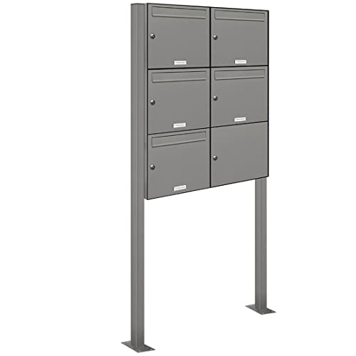 AL Briefkastensysteme 5er Standbriefkasten in Aluminiumgrau RAL 9007 als 5...