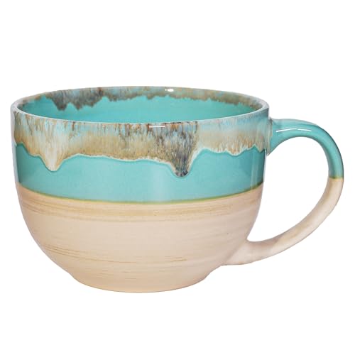 700 ML Large Coffee Mug Ceramic Soup Mug with Handle,Coffee Tea Cup Cereal Bowls Soups Ramen Salad Bowl Coffee Cappuccino Cup,Dishwasher Safe & Oven Safe (Green)