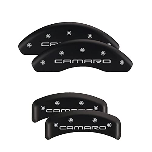 Image of MGP Caliper Covers - Brake Caliper Covers for 2011-2023 Dodge Challenger & 2011-2023 Dodge Charger (Requires Dual Piston Front Caliper) Front and Rear Set (Black, Challenger / /)