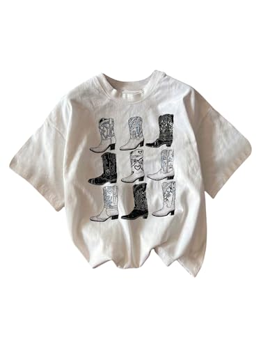 Image of RoseSeek Women's Graphic Letter Tee Crew Neck Trendy Summer Vintage T Shirt