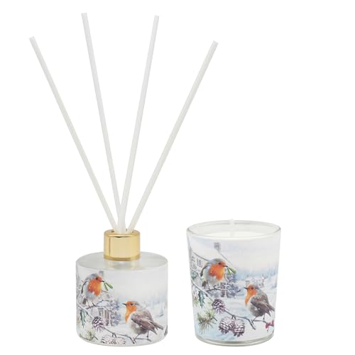 The Leonardo Collection Christmas Robins Candle/Diffuser For Home Fragrance | Lovely Air Freshener For Stress Relief & Calm Mind | Aromatherapy Diffusers Gift For Women & Men