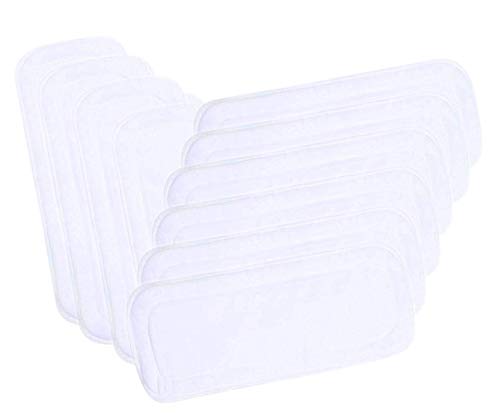 The Little Lookers Washable 4 Layer Reusable Nappy Cloth Liners & Microfiber Diaper Insert Pads (White)