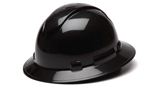 Pyramex Ridgeline Full Brim Hard Hat 4 Point Ratchet Black