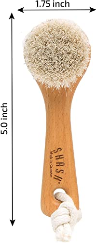 SHASH Since 1869 Hand Made in Germany - Sustainable Exfoliating Face Brush, Scrub Cleansing Brush, Exfoliates Skin to Help Reduce Flaking, Supports Glowing Complexion (Medium Horse Hair Bristle) - Image 5