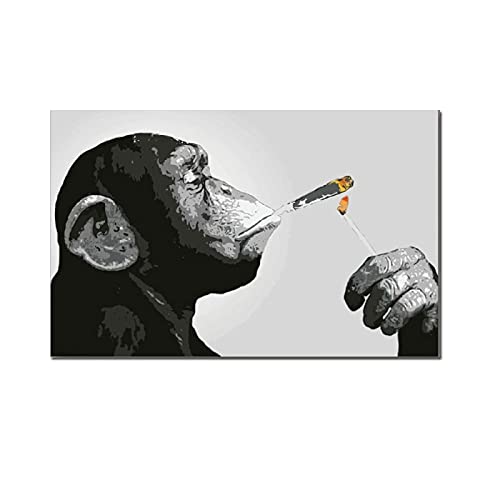 Affiche singe fumer tableau toile moderne pour déco murale chambre - 5