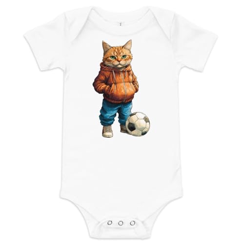 Soccer Casual cat Baby Onesie White