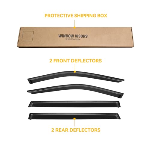 Image of Window Visor for Toyota Highlander 2020-2025, Rain Guards Shields Vent Deflector Shade Wind Dark Smoke 2021 2022 2023 20 21 22 23 24 25, Tape-On, 4PCS