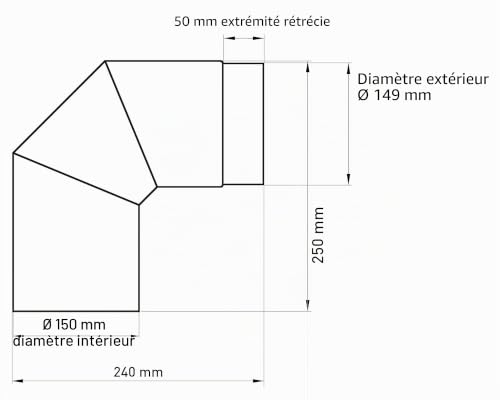 Raik Coude de conduit de fumée 3 pièces - 150 mm - 90° - Noir - En acier - Épaisseur de paroi de 2 mm - Fabriqué en UE - Résistant aux températures jusqu'à 600 °C - Pour une connexion sûre entre la – vue 2