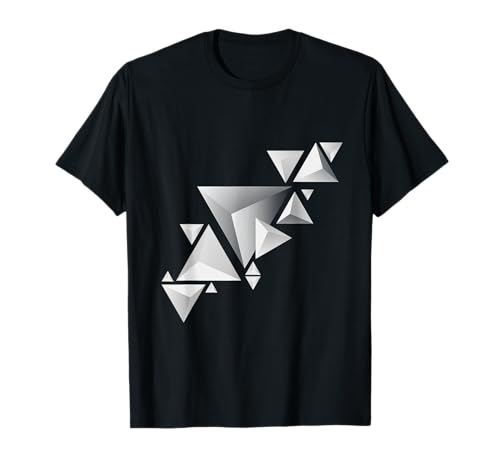 3D Modern White Polygon Geometric Triangle T-Shirt
