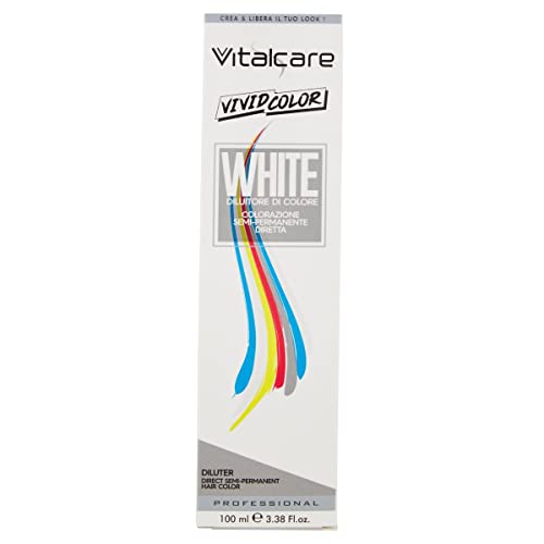 Vitalcare | Vivid - Colorazione Semipermanente Professionale, Diluitore Colorante Capelli, Tintura Diretta, Durata Fino a 20 Lavaggi, Capelli Morbidi, Idratati e Luminosi, Colore Bianco