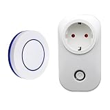 Funksteckdose mit Fernbedienung 230V, Kabelloser Schalter mit Lernfunktion, 50M Reichweite, Plug & Play, sofort einsatzbereit, für Lampen, TV, Kaffeemaschine & Haushaltsgeräte (1 button and 1 plug)