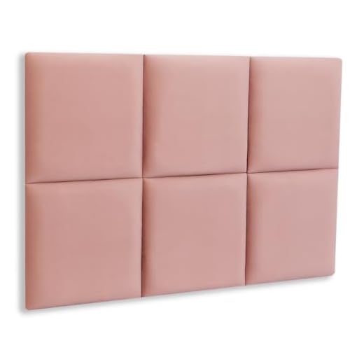 Cabeceira Solteiro 90cm x 60cm Estofada Placas Para Colar na Parede Modelo Retangular - VELUDO Nude