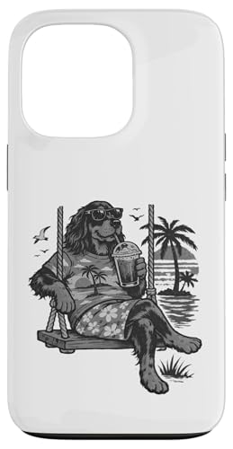 Gordon Setter �X�C���O�ŃA�C�X�R�[�q�[������ �ʔ��� b&w �X�}�z�P�[�X iPhone 13 Pro �p