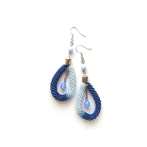perline di vetro ceco Orecchini pendenti da donna, Gioielli all\'uncinetto, orecchini con perline di vetro ceco, Made in Italy, Bijoux da donna, Lavorazione Artigianale