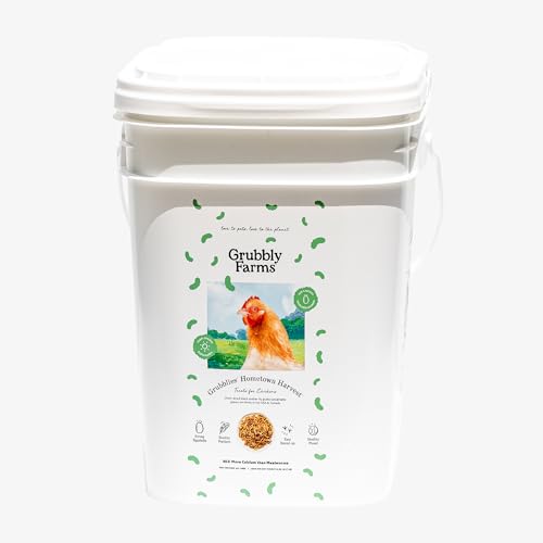 Image of Grubbly Farms Love Tub - Black Soldier Fly Larvae for Chickens - Chicken Treats with 50x More Calcium for Strong Eggshells and Healthy Feathers - Grown in the US and Canada - 5lb Reusable Tub