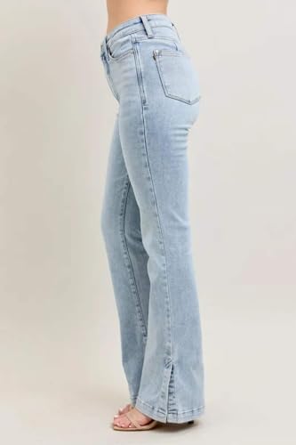 Judy Blue Full Size Tummy Control Vintage Wash Side Slit Slim Boot Jeans Plus Size Light 11(30)3