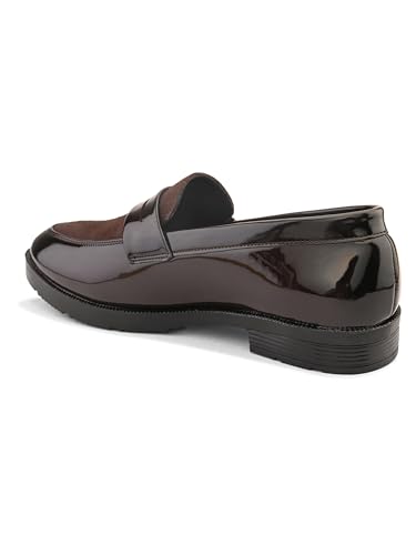 Image of STANPHORD Mens Loafers Men Brown Solid Formal Office wear semi Casual Slip on moccaisns Suede Penny Loafers Shoes