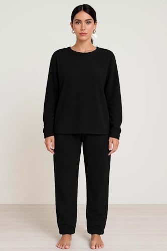 Image of KOTTY Women's Regular Fit Coral Fabric Winter Ensemble - Soft and Warm Wear for Chilly Days