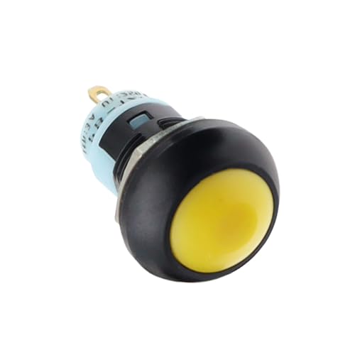 Pulsador de 12mm momentáneo con autobloqueo de 250V y alta visibilidad color amarillo