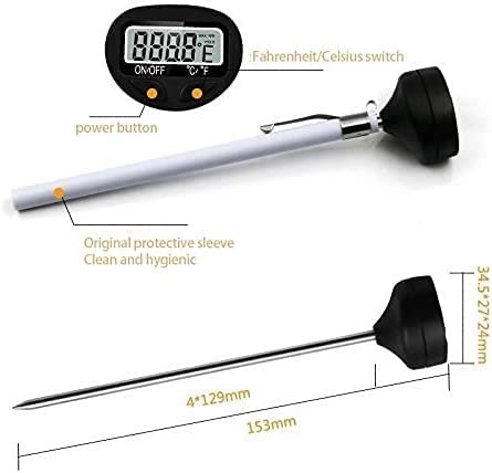 ARTSZY Thermomètre for Aliments de Cuisine avec Manteau Barbecue Lait en Poudre de température de l'eau Mesure à Haute précision thermomètre