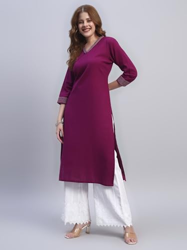 Image of SHOPPING QUEEN Women's Cotton Embroidered Chikankari Palazzo