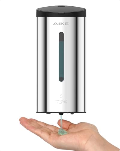 AIKE AIKE Wall Mountable Touchless Automatic Sensor Stainless Steel Liquid Soap Dispenser for Bathroom & Kitchen, Large Capacity 24oz/700ml (Polished), Adjustable Liquid