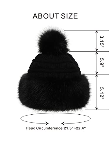 Gorro mujer de piel sintética negro estilo ruso miniatura 3