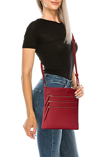 Image of Solene Crossbody Bag Functional Multi Pocket Messenger Purse Top Zip Closure Shoulder Handbag With Adjustable Strap