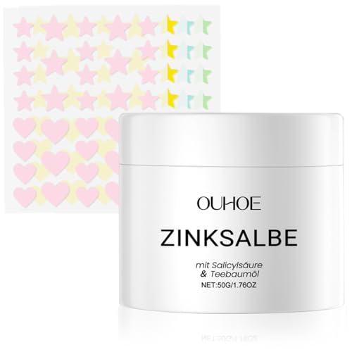 Crema Acne, Crema Granos Cara con 180 parches para granos, crema para granos, ungüento de zinc para la cara, suave y no irritante, adecuado para todo tipo de piel.