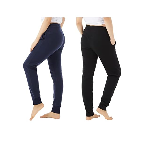 TEX2FIT 2-Pack Joggers for Women with Side Pockets, Rib Cuff Bottoms, Soft Fleece Sweatpants for Women (2pcs Set) - Image 4