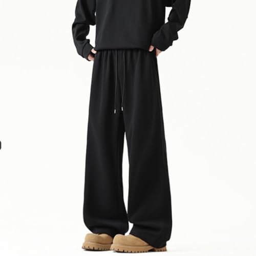 Viatabuna Mens Baggy Sweatpants Wide Leg Drawstring Waist Open Bottom Joggers Loose Lounge Sweat Pants with Pockets4