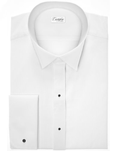 Cardi Men's Tuxedo Shirt- 100% Cotton, Swiss Pleats, Wing Collar, 19.5-34/35
