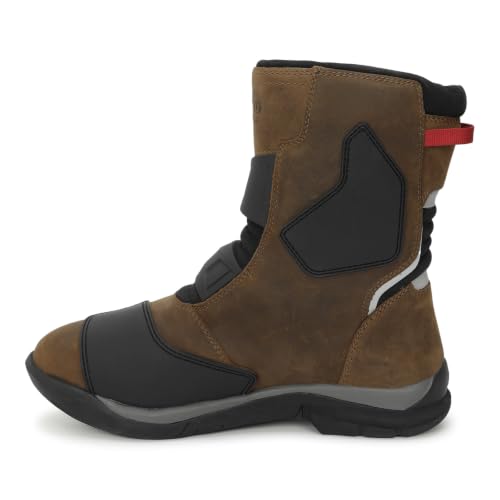 Image of Royal Enfield WANDERER BOOTS | Waterproof Leather | TPR Heel Ankle Toe Protection | Anti-Skid Rubber Sole | Gear Shift Pad | Removable PU Insole | Dual Fastener Clips | Night Reflectors | TAN Size 6