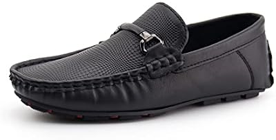 JABASIC Kids Penny Loafer Casual Slip-On Moccasin Flats for Boys, Dress Shoes, Black, Size 6