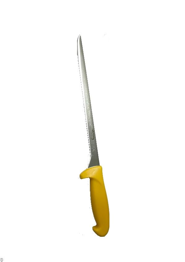 Keroppa, Cuchillo Jamonero Cúrcuma, Cuchillo Profesional Cortar Jamón, Acero Inoxidable, Uso Doméstico, Hoja 30 cm, Mango Ergonómico, Fabricado en España, Corte Preciso y Gran