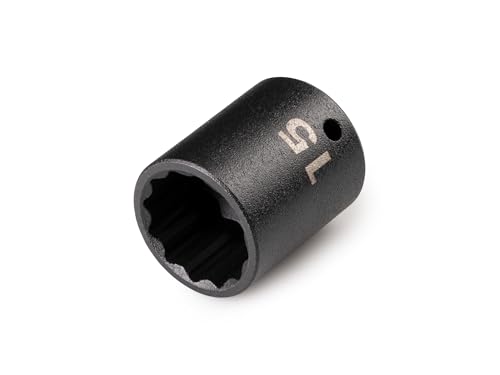 Image of TEKTON 1 /4 Inch Drive x 15 mm Shallow 12-Point Impact Socket | SID02315