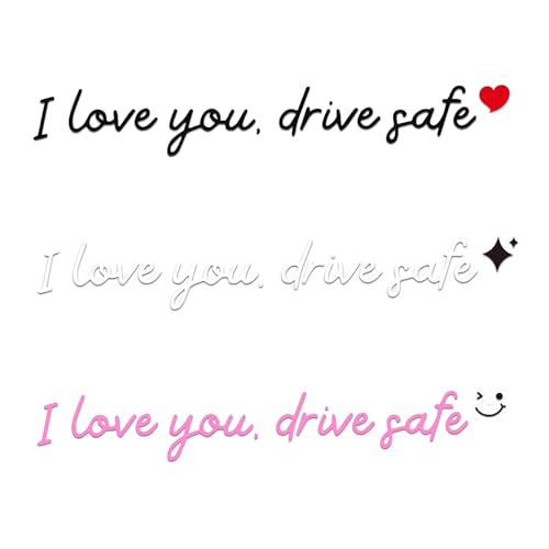 Image of 3pcs I Love You Drive Safe Mirror Sticker Cute Rear View Mirror Sticker | Heart Star Car Decals for Women Waterproof Vinyl Car Stickers Valentines Day Gifts for Couples, Parents, New Drivers