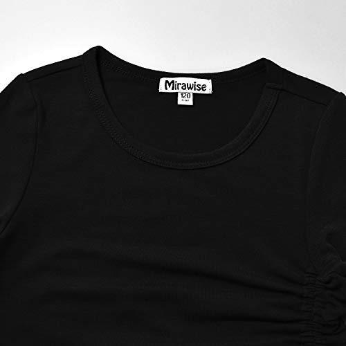 Image of Mirawise Girls Casual Long Short Shirts Tunic Tops Tee Shirt T-Shirts Side Tie Blouse 4-13 Years