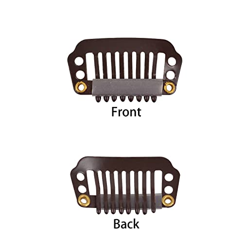 50 Pcs Wig Clips 8 teeth Hair Extension Clips with Metal Snap for Hair Extensions (28mm Dark Brown), Dark Brown 28mm - Image 4