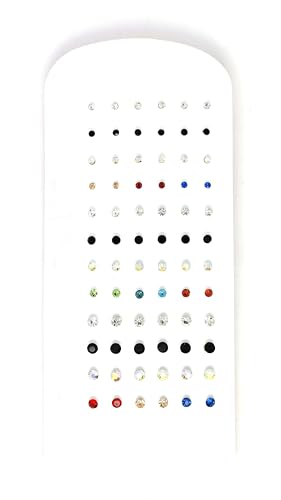 36 Pairs Set of Rhinestone Crystal Earrings, Small Earrings, Mult...