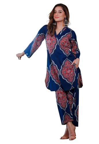 Ensemble kurta brodé en viscose bleue pour un vêtement d'été frais
