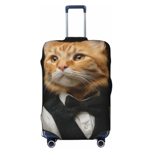 Orange Cat Dressed As A Gentleman Elastic Travel Luggage Covers Dustproof Scratch-Resistant Suitcase Protector Fit 22-24 Inch